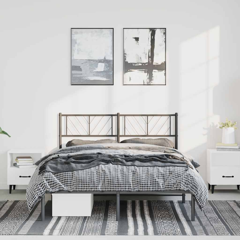 Metalni okvir za krevet s uzglavljem crni 135x190 cm