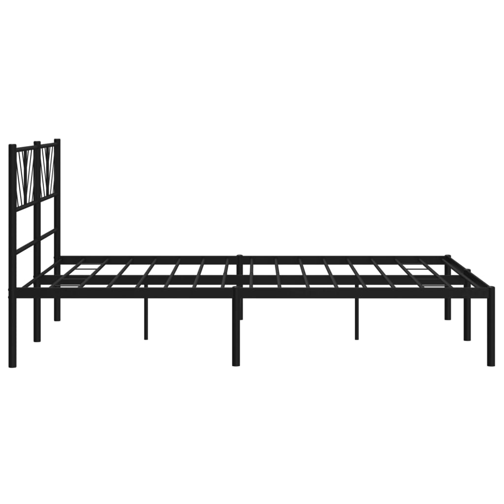 Metalni okvir za krevet s uzglavljem crni 140x190 cm
