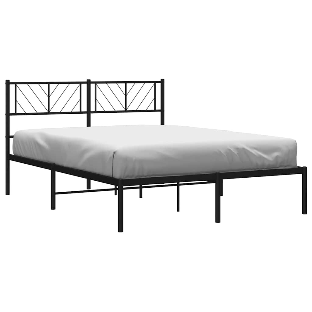 Metalni okvir za krevet s uzglavljem crni 150x200 cm