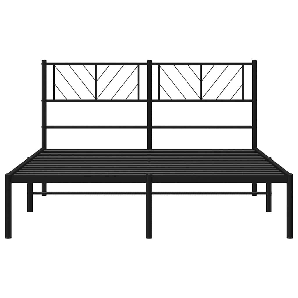 Metalni okvir za krevet s uzglavljem crni 150x200 cm