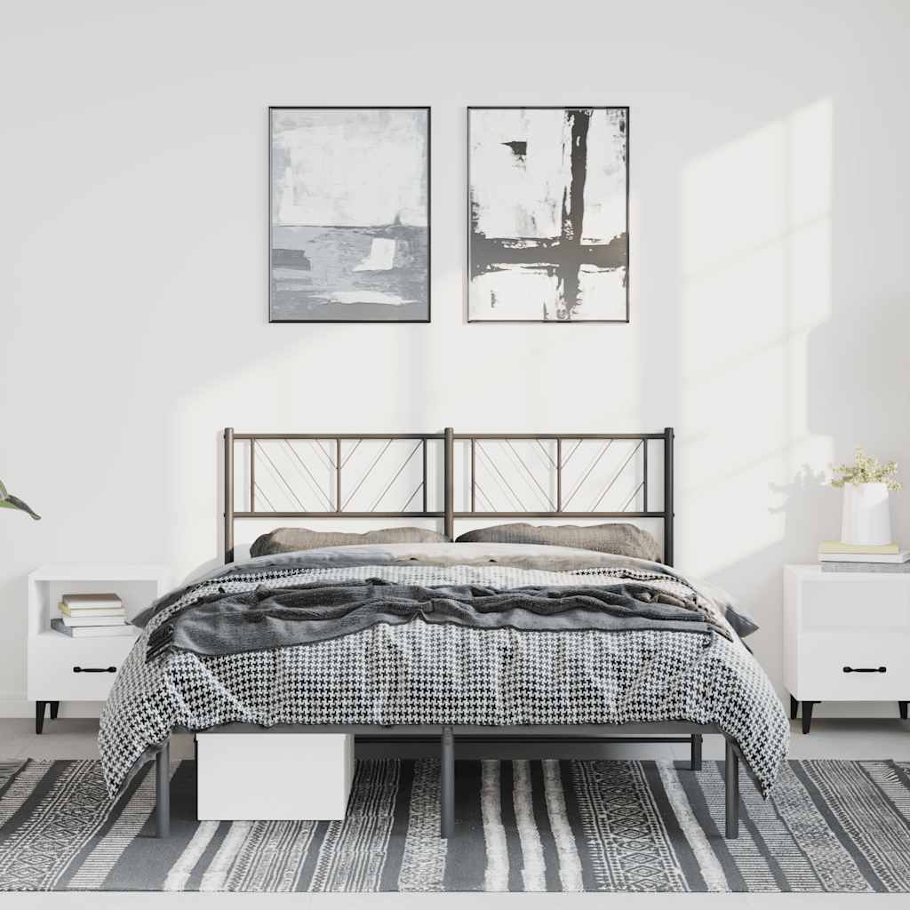 Metalni okvir za krevet s uzglavljem crni 150x200 cm