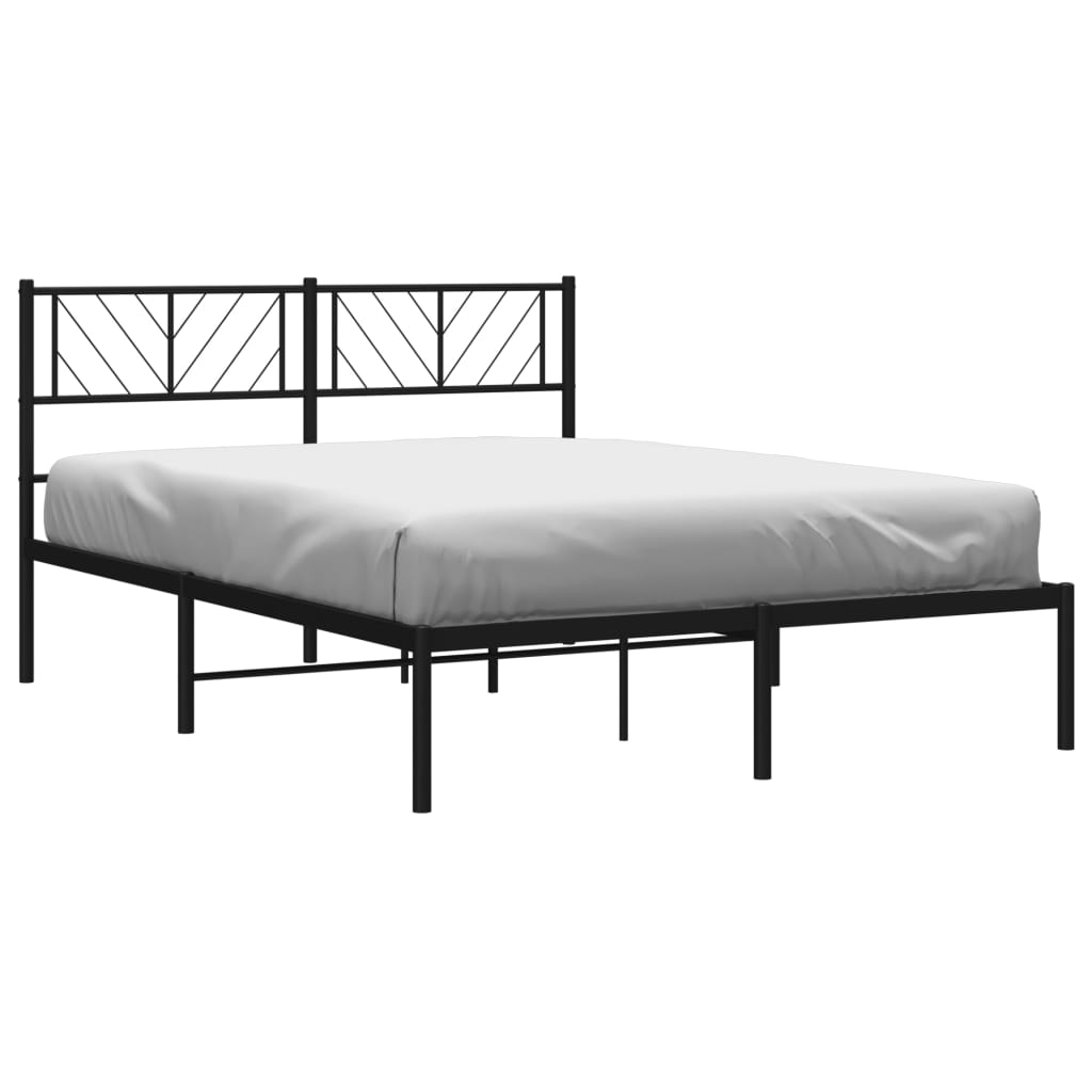 Metalni okvir za krevet s uzglavljem crni 160x200 cm