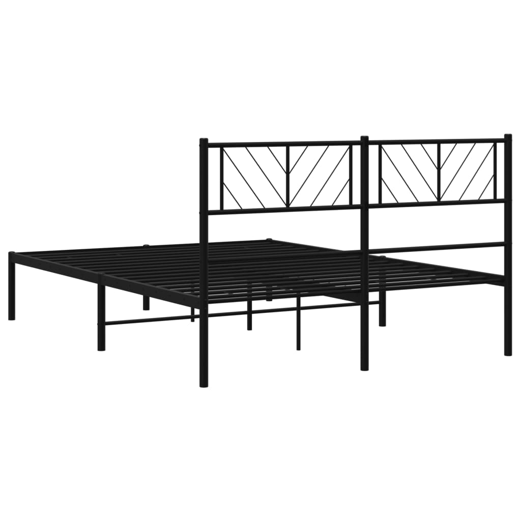 Metalni okvir za krevet s uzglavljem crni 160x200 cm