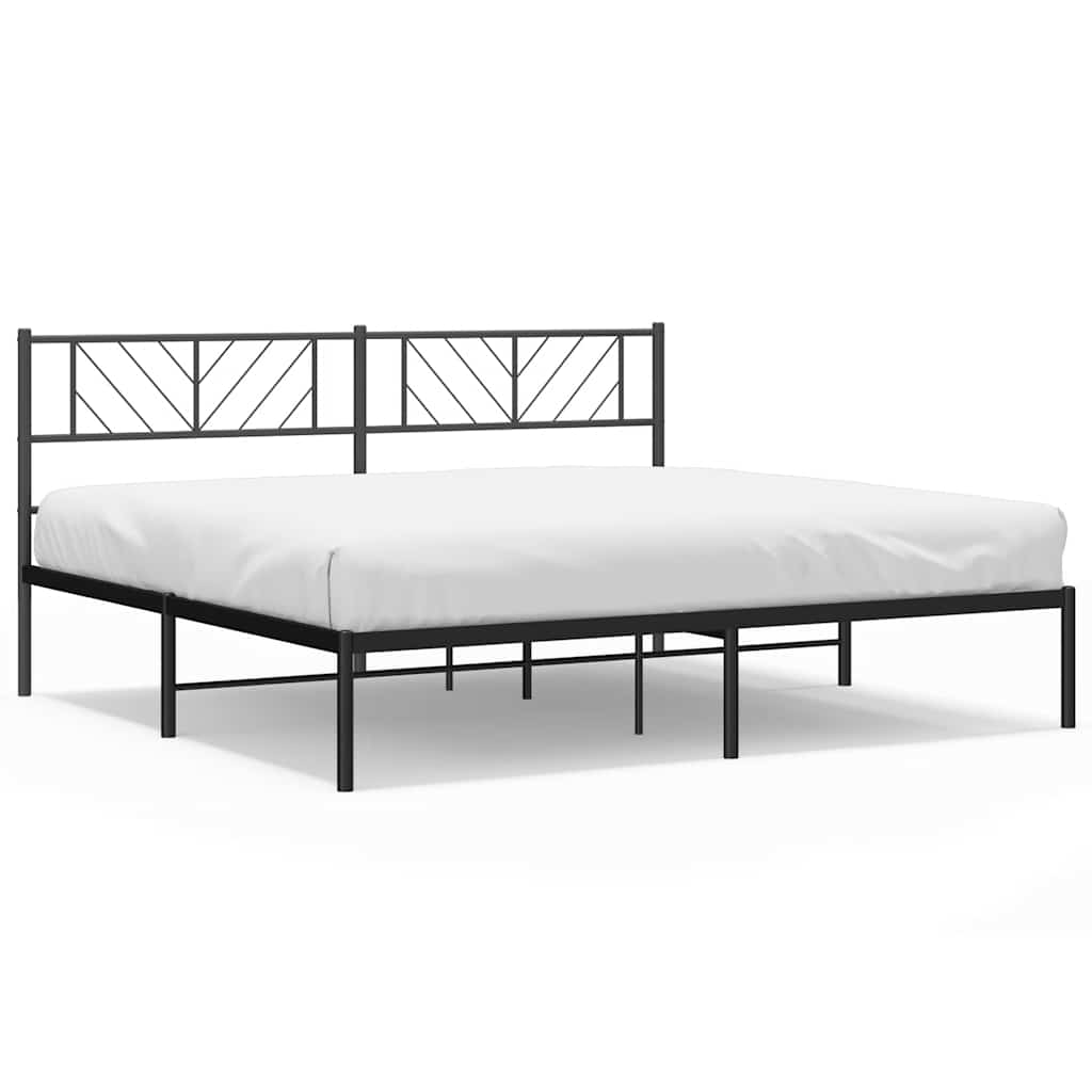 Metalni okvir za krevet s uzglavljem crni 193x203 cm