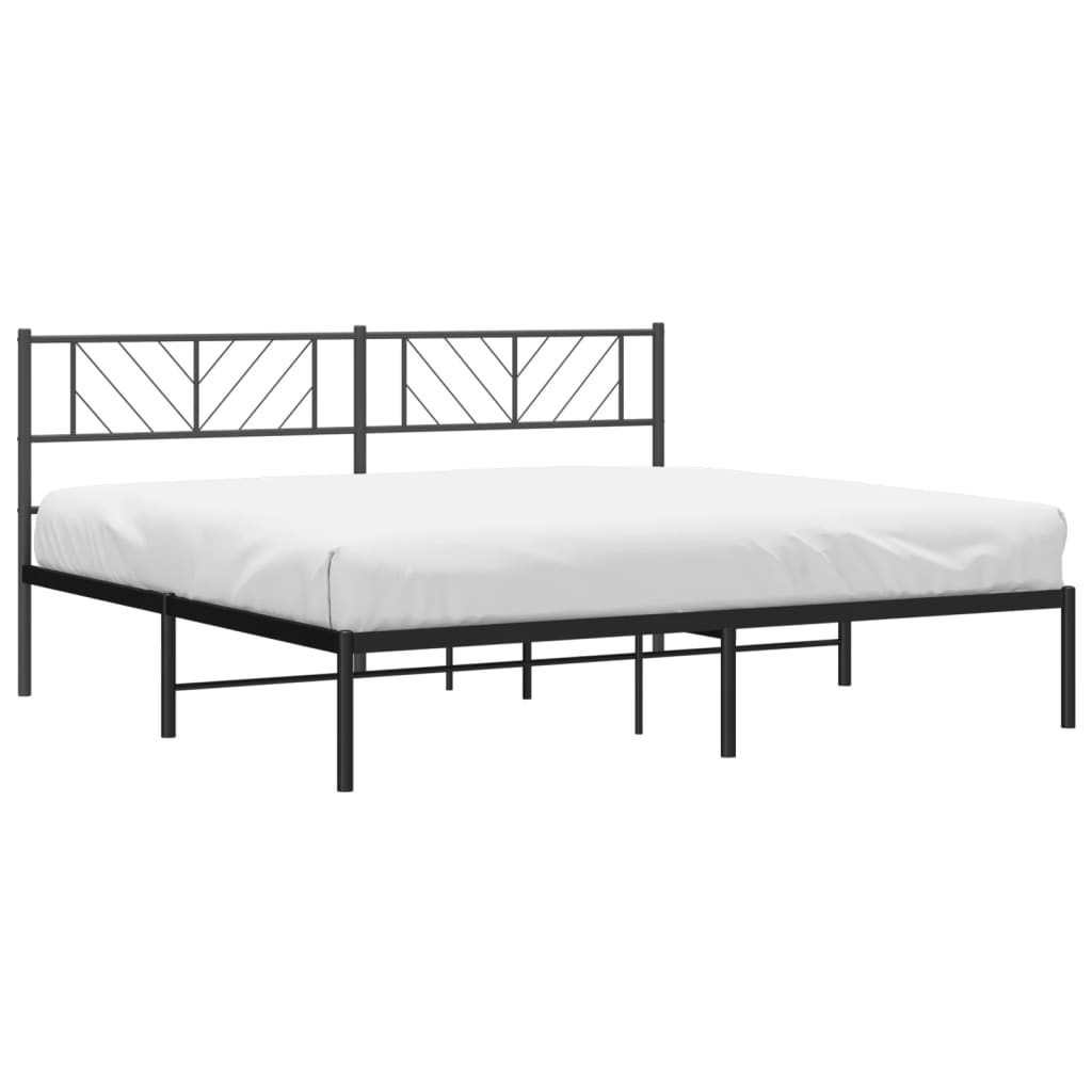 Metalni okvir za krevet s uzglavljem crni 200x200 cm