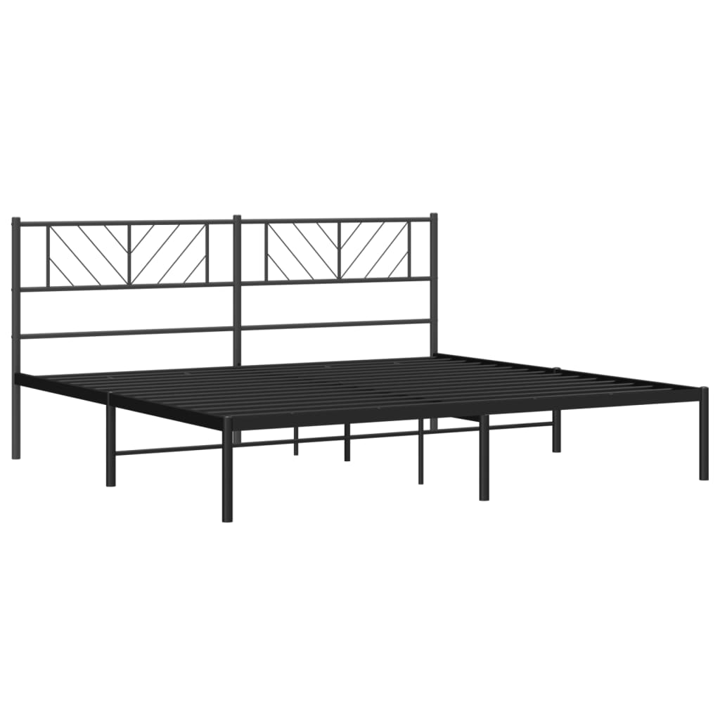 Metalni okvir za krevet s uzglavljem crni 200x200 cm