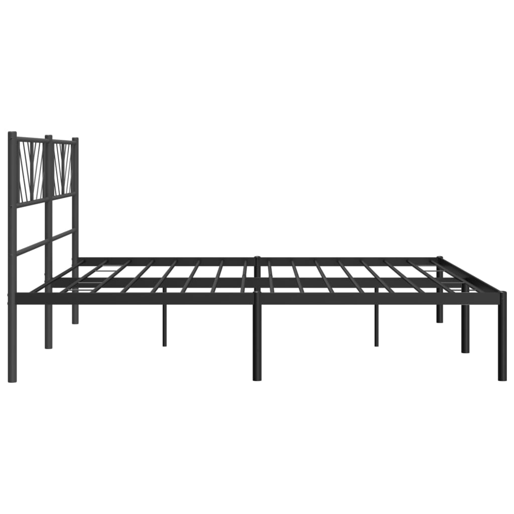 Metalni okvir za krevet s uzglavljem crni 200x200 cm