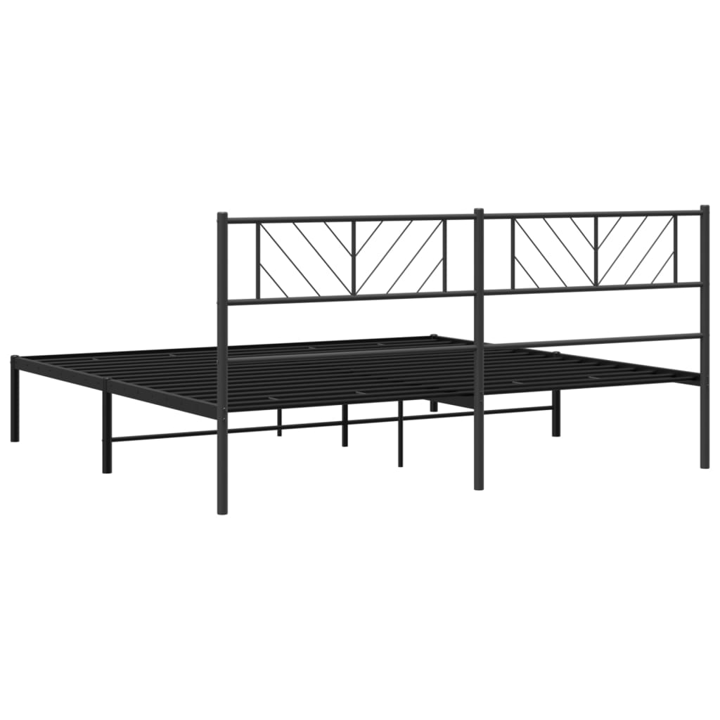 Metalni okvir za krevet s uzglavljem crni 200x200 cm