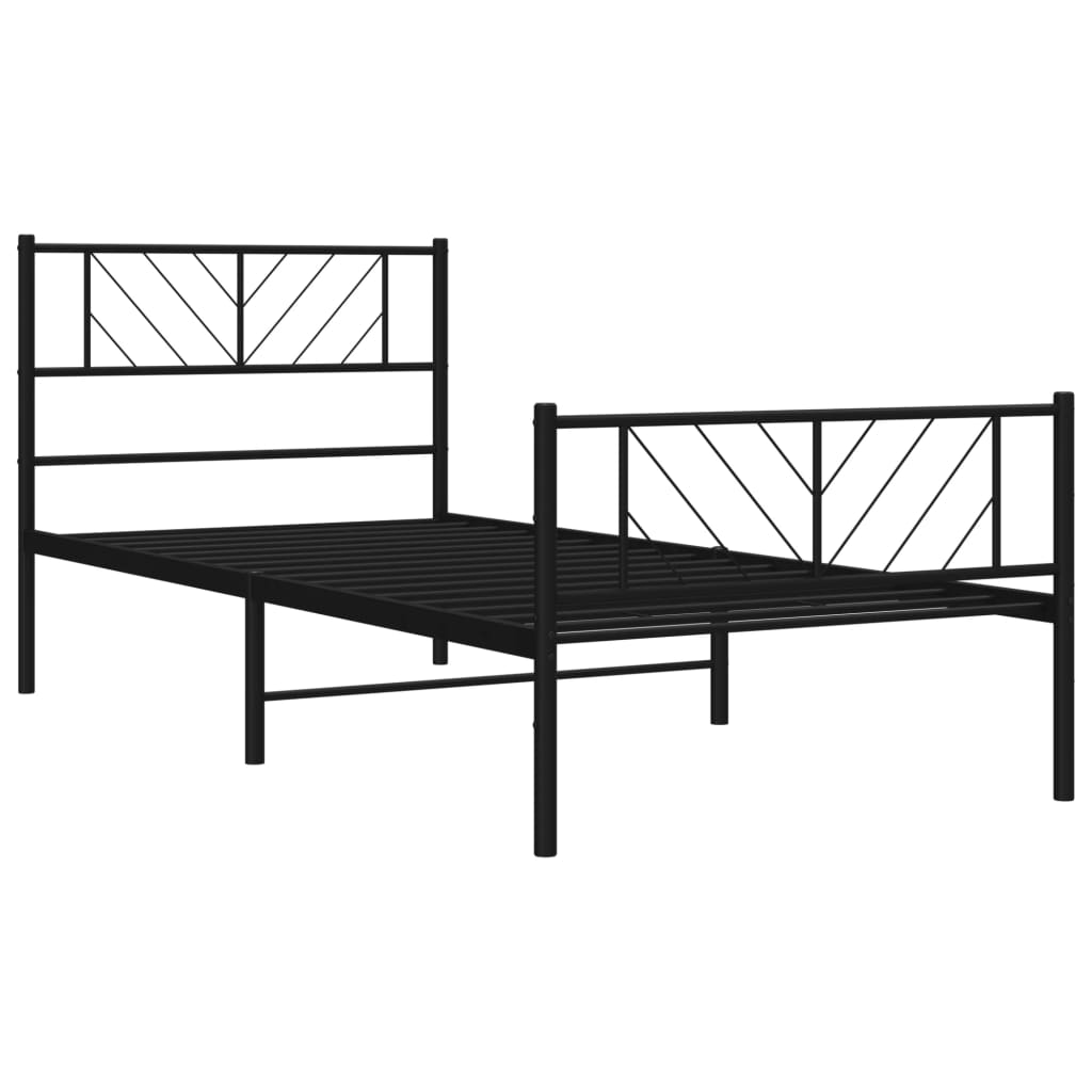 Metalni okvir kreveta uzglavlje i podnožje crni 80x200 cm