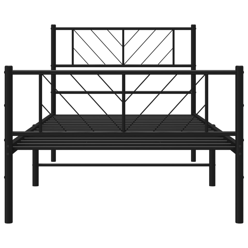 Metalni okvir kreveta uzglavlje i podnožje crni 80x200 cm