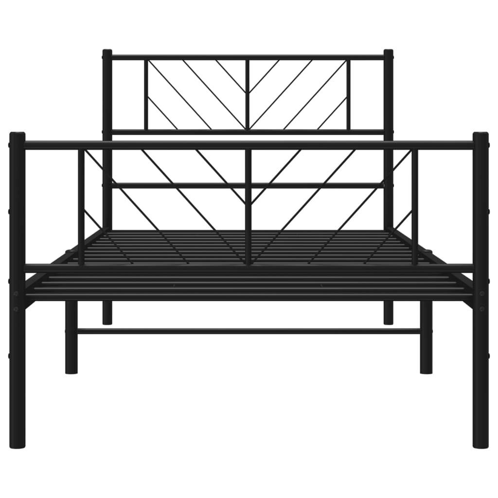 Metalni okvir kreveta uzglavlje i podnožje crni 90x190 cm