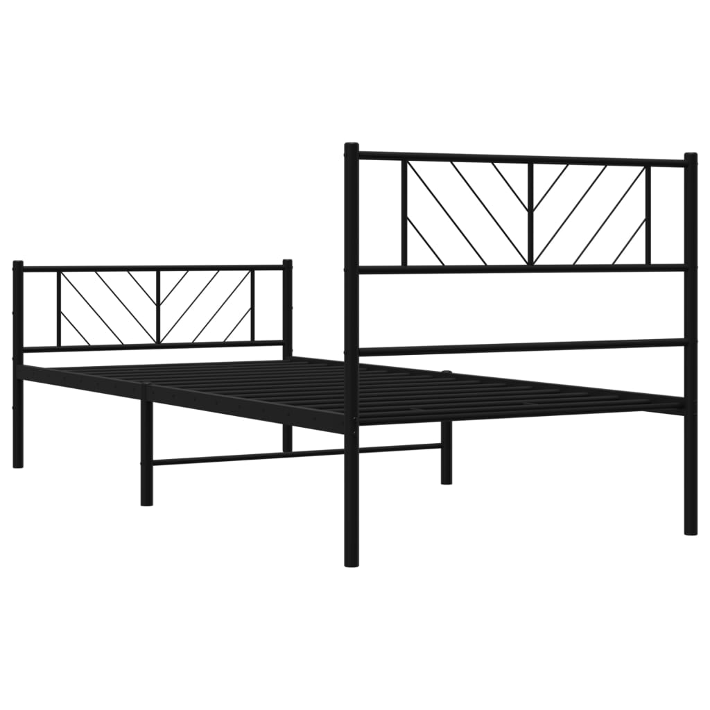 Metalni okvir kreveta uzglavlje i podnožje crni 90x190 cm