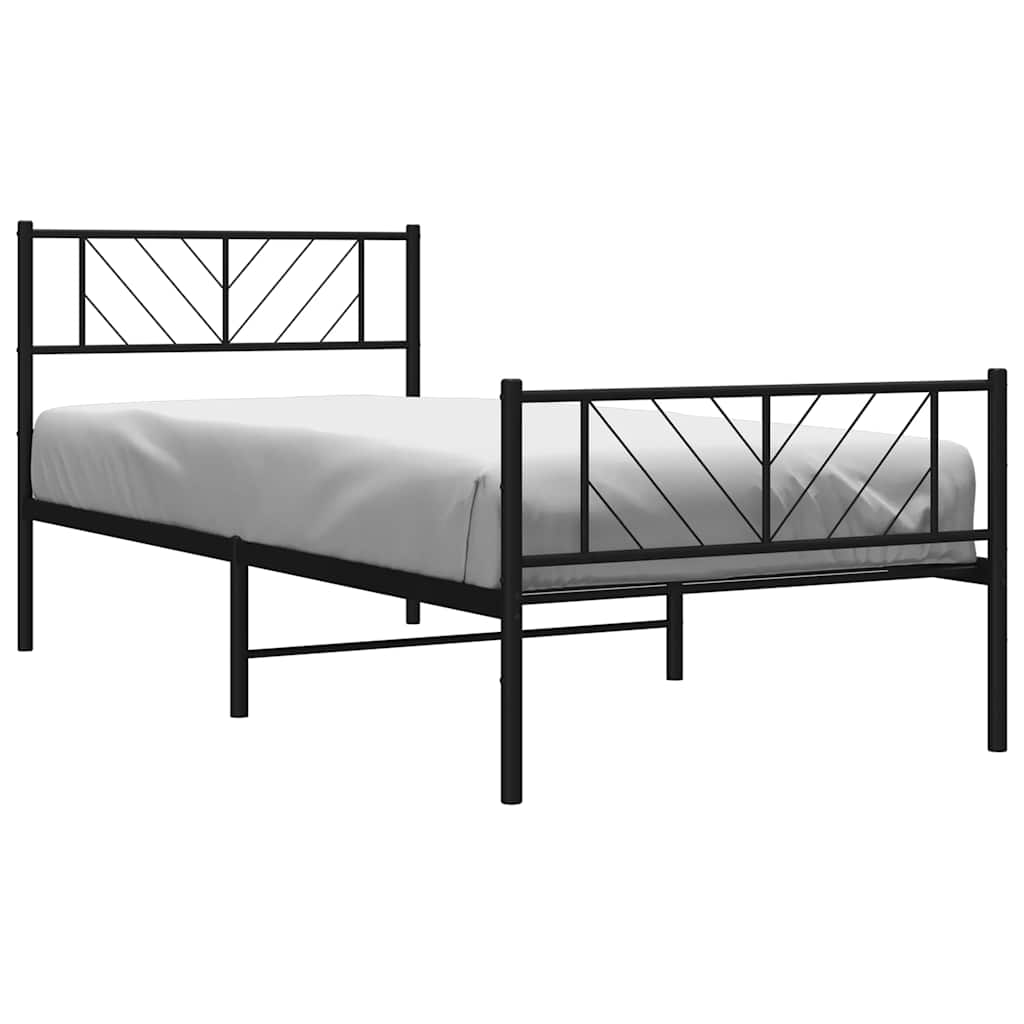 Metalni okvir kreveta uzglavlje i podnožje crni 100x190 cm