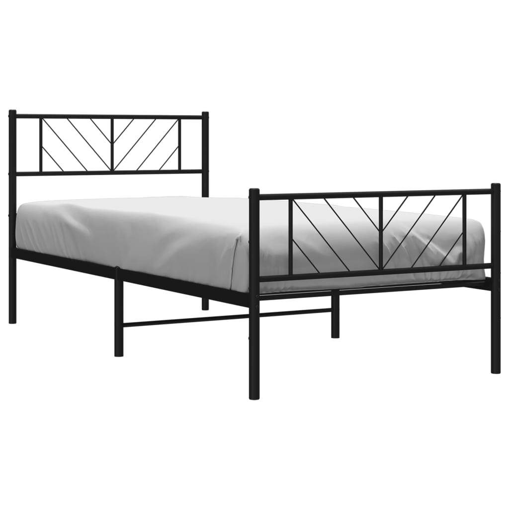 Metalni okvir kreveta uzglavlje i podnožje crni 100x200 cm