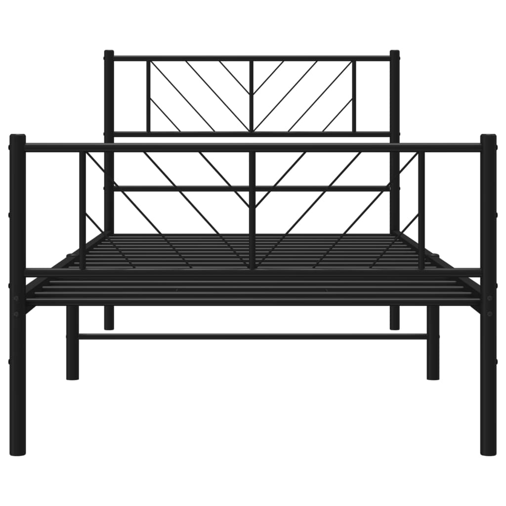 Metalni okvir kreveta uzglavlje i podnožje crni 100x200 cm