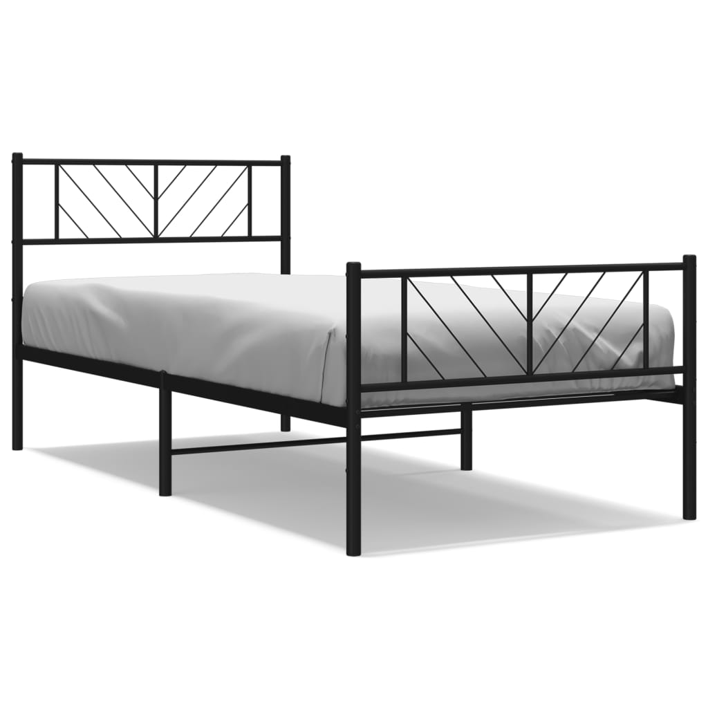 Metalni okvir kreveta uzglavlje i podnožje crni 107x203 cm