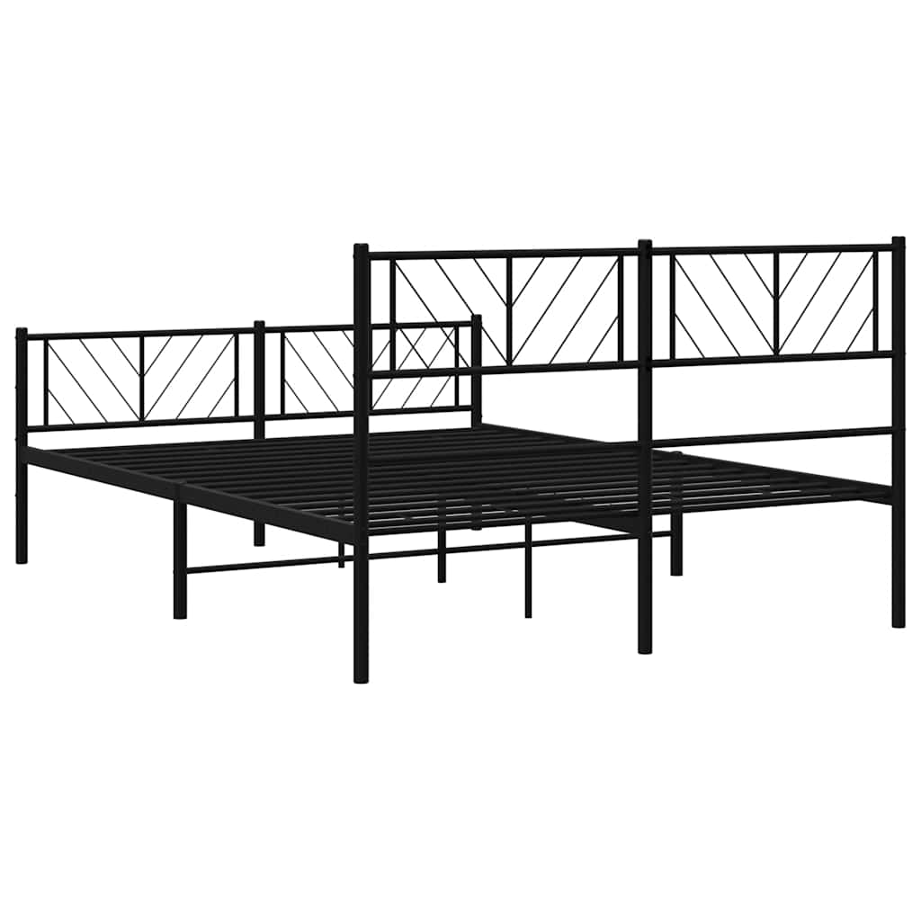 Metalni okvir kreveta uzglavlje i podnožje crni 120x190 cm