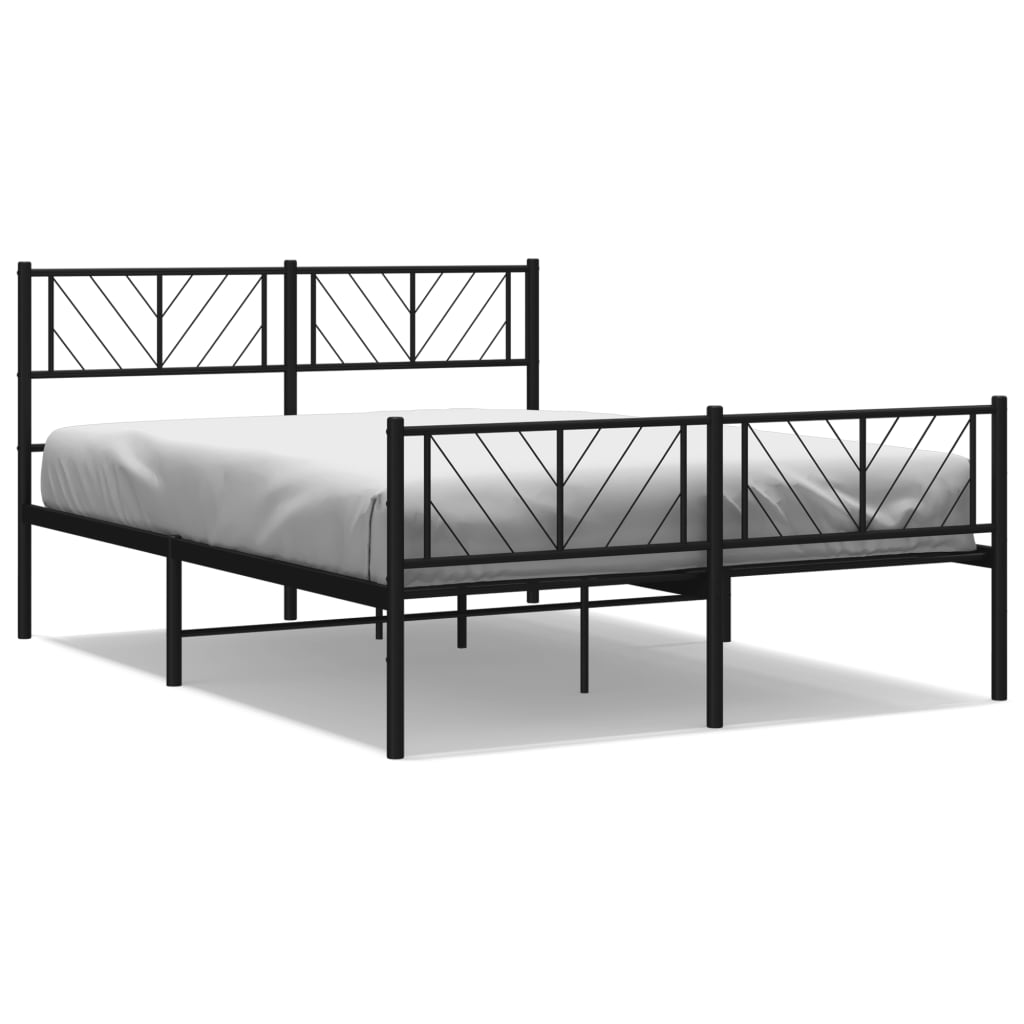 Metalni okvir kreveta uzglavlje i podnožje crni 120x200 cm