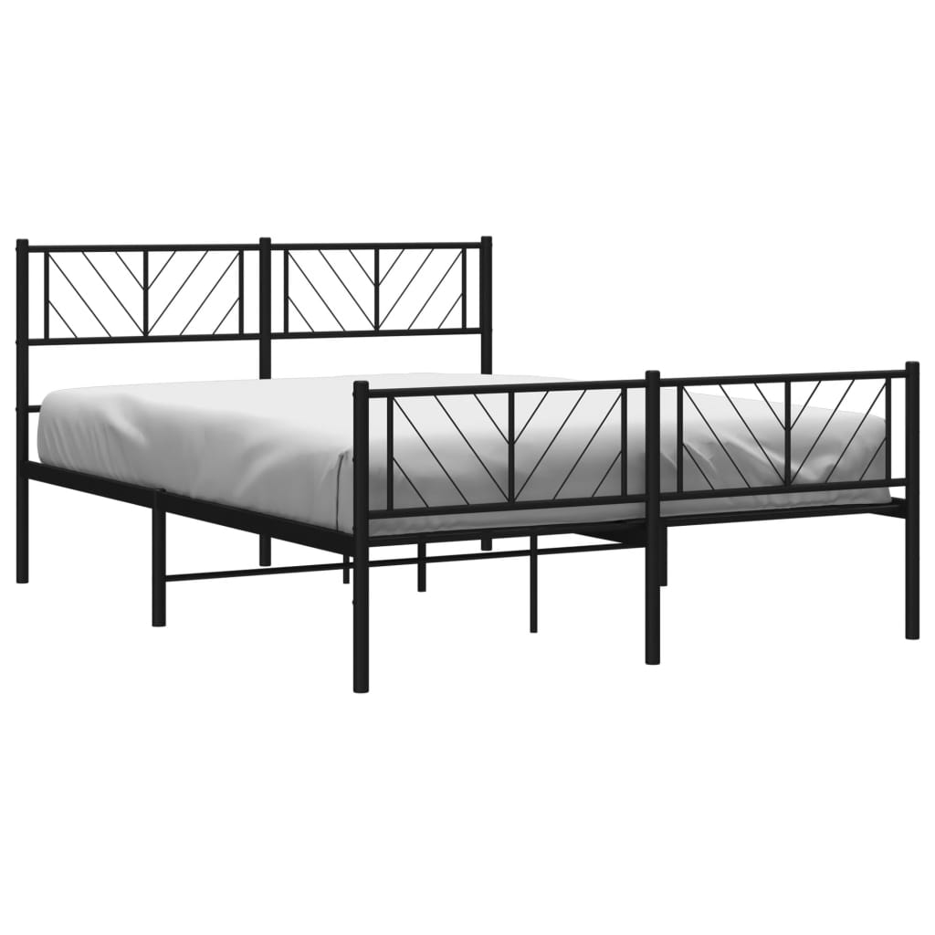 Metalni okvir kreveta uzglavlje i podnožje crni 120x200 cm