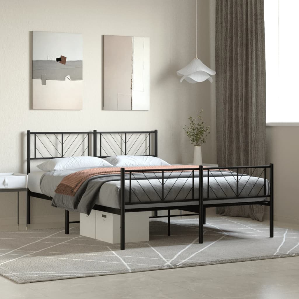 Metalni okvir kreveta uzglavlje i podnožje crni 120x200 cm