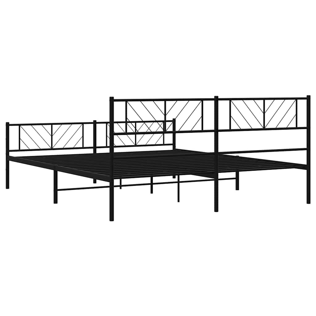 Metalni okvir kreveta uzglavlje i podnožje crni 183x213 cm