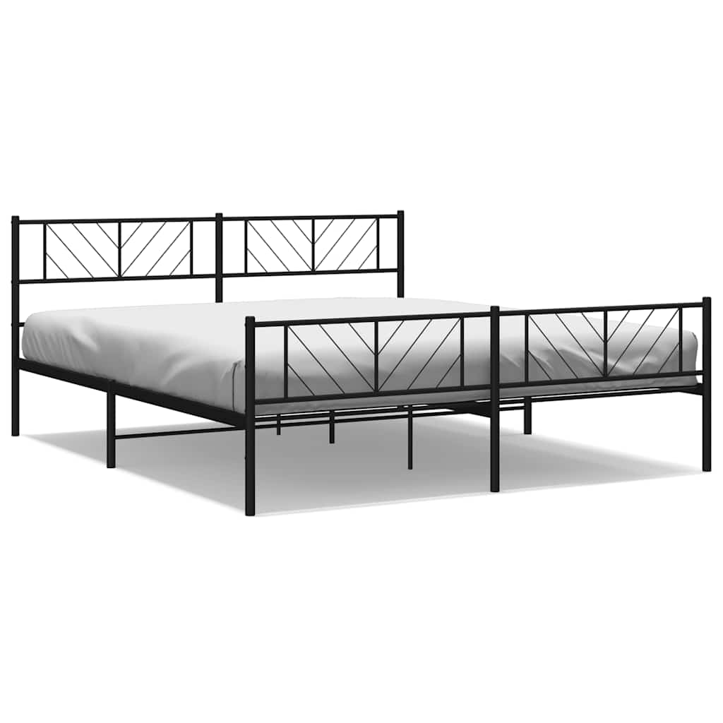 Metalni okvir kreveta uzglavlje i podnožje crni 193x203 cm
