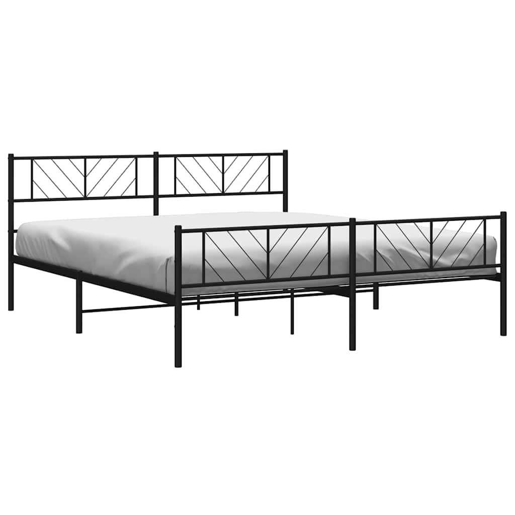 Metalni okvir kreveta uzglavlje i podnožje crni 193x203 cm