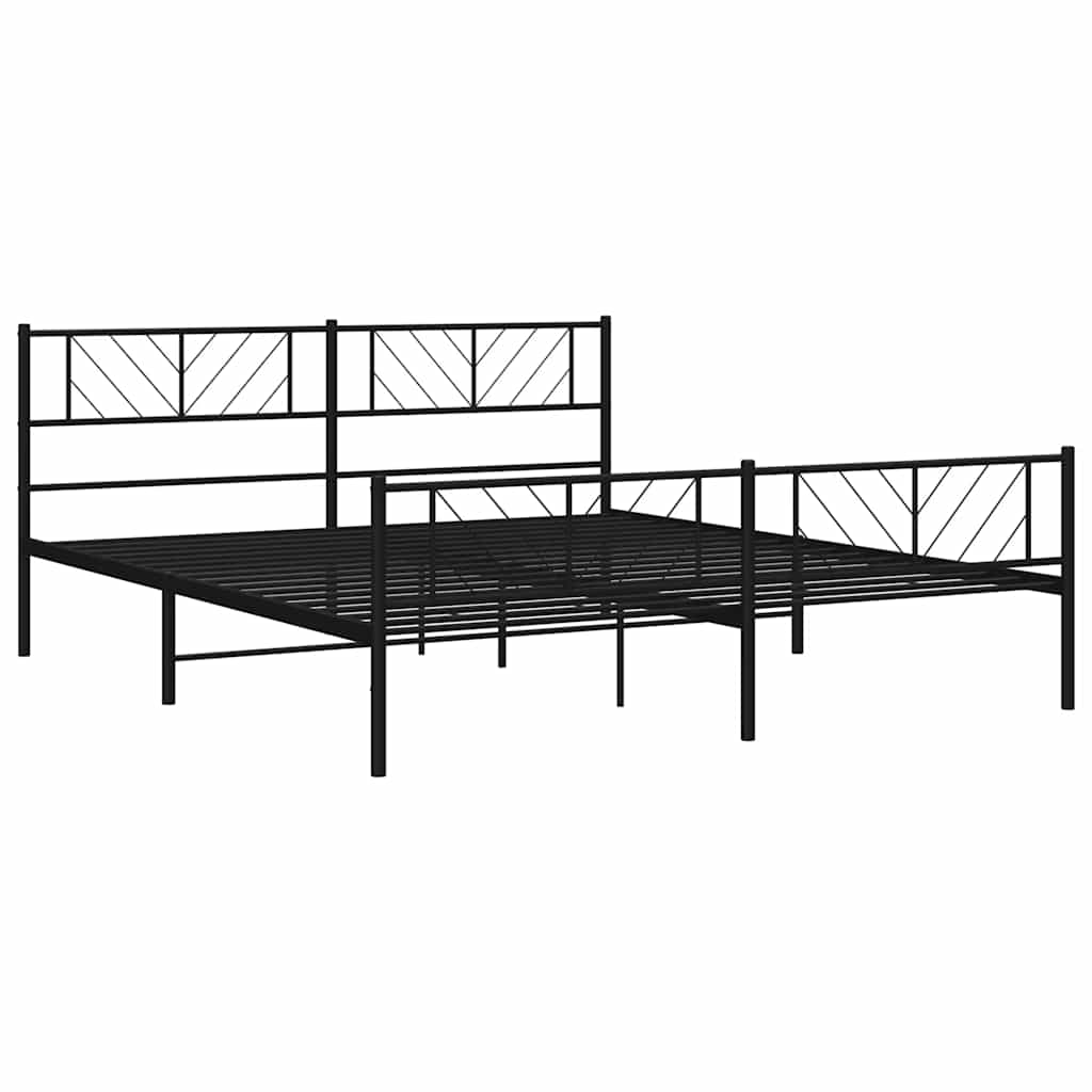 Metalni okvir kreveta uzglavlje i podnožje crni 193x203 cm