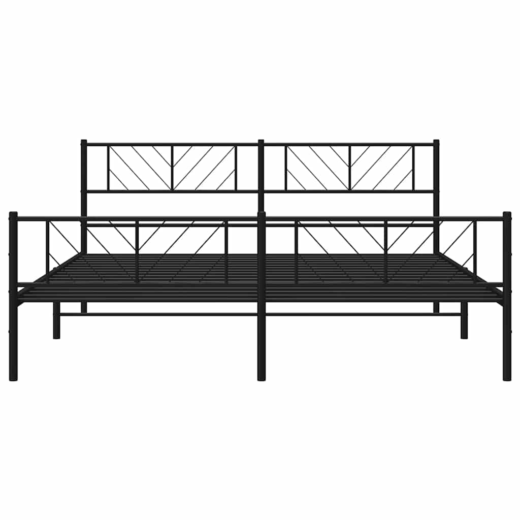 Metalni okvir kreveta uzglavlje i podnožje crni 193x203 cm