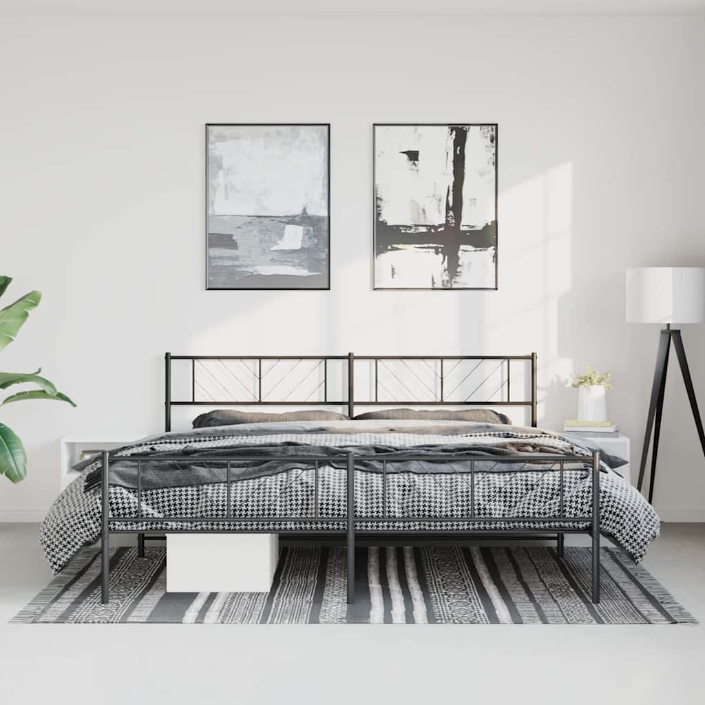 Metalni okvir kreveta uzglavlje i podnožje crni 193x203 cm