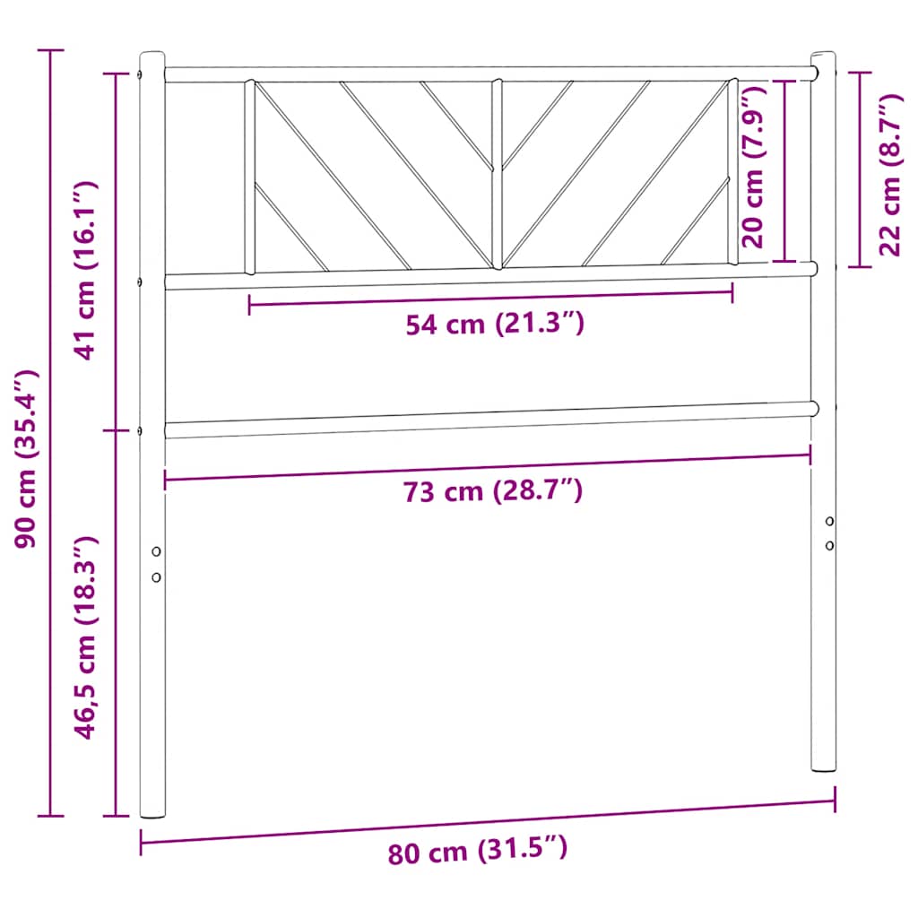 Metalno zamjensko uzglavlje crno 75 cm