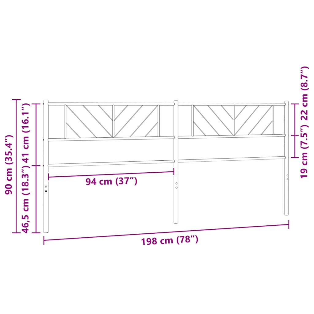 Metalno zamjensko uzglavlje crno 193 cm