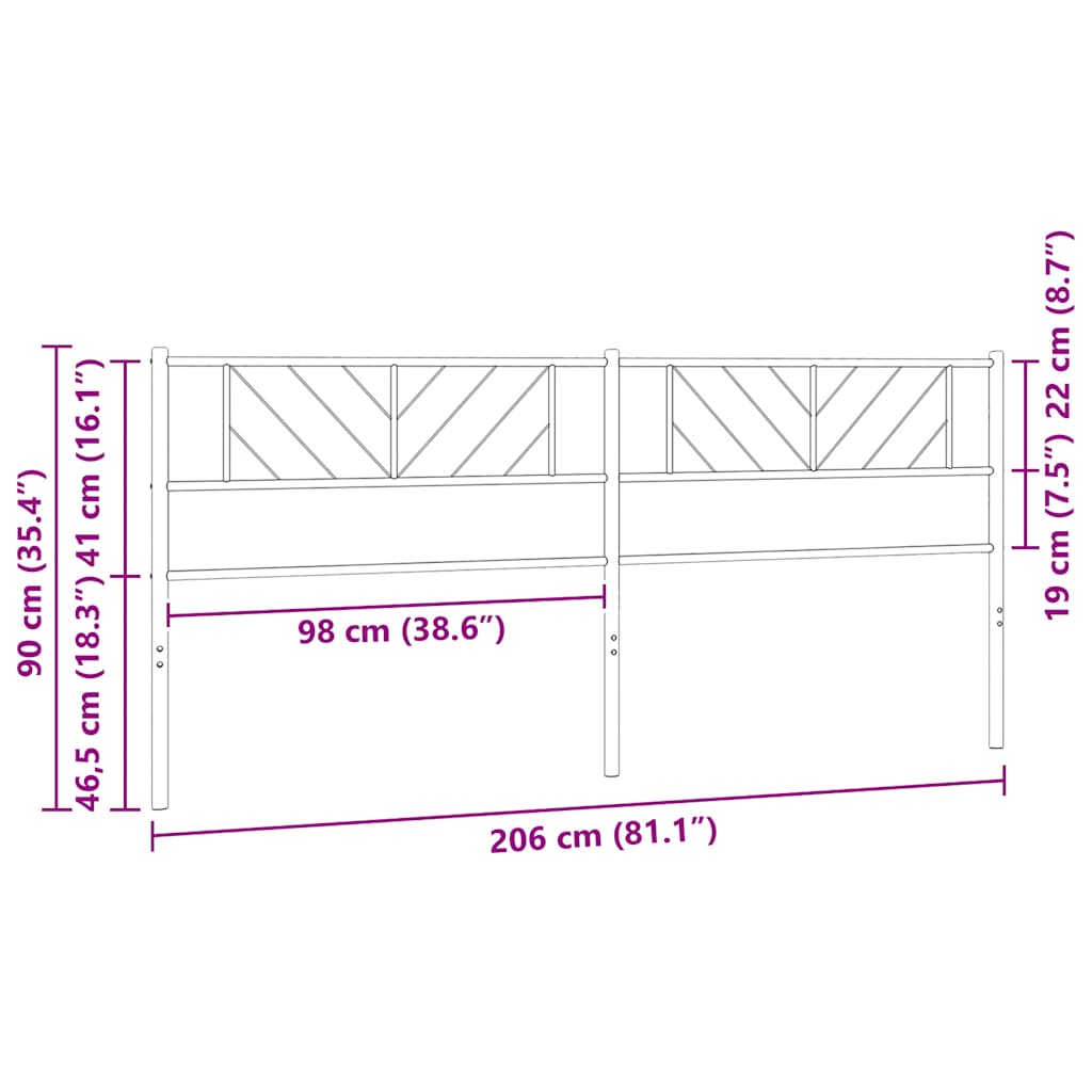 Metalno zamjensko uzglavlje crno 200 cm