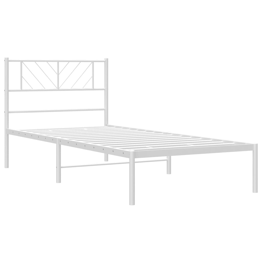 Metalni okvir za krevet s uzglavljem bijeli 80x200 cm