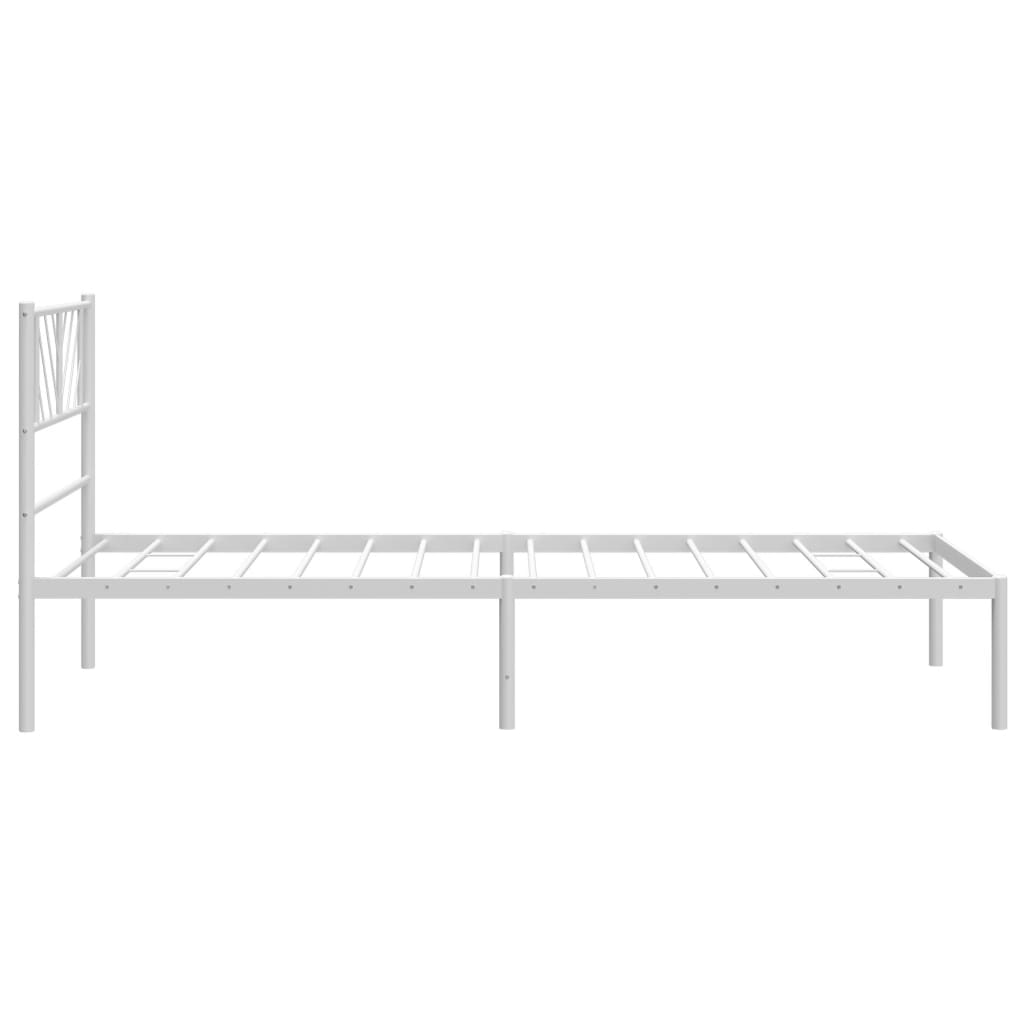 Metalni okvir za krevet s uzglavljem bijeli 90 x 190 cm