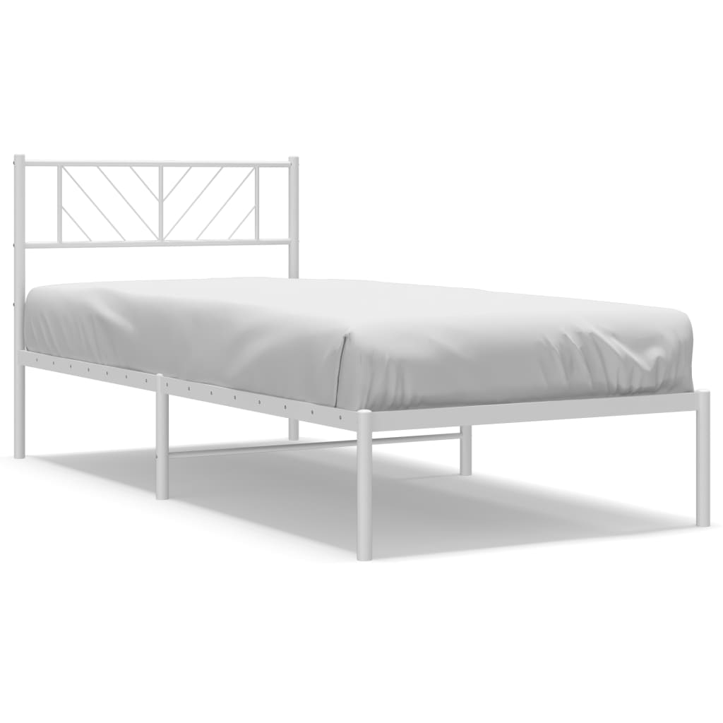 Metalni okvir za krevet s uzglavljem bijeli 90x200 cm
