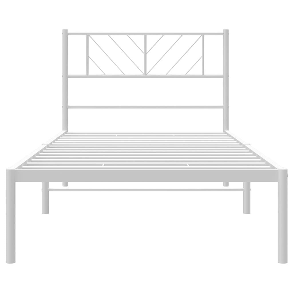Metalni okvir za krevet s uzglavljem bijeli 90x200 cm