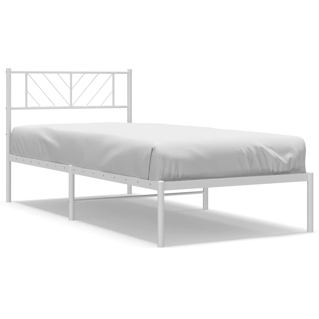 Metalni okvir za krevet s uzglavljem bijeli 100x200 cm