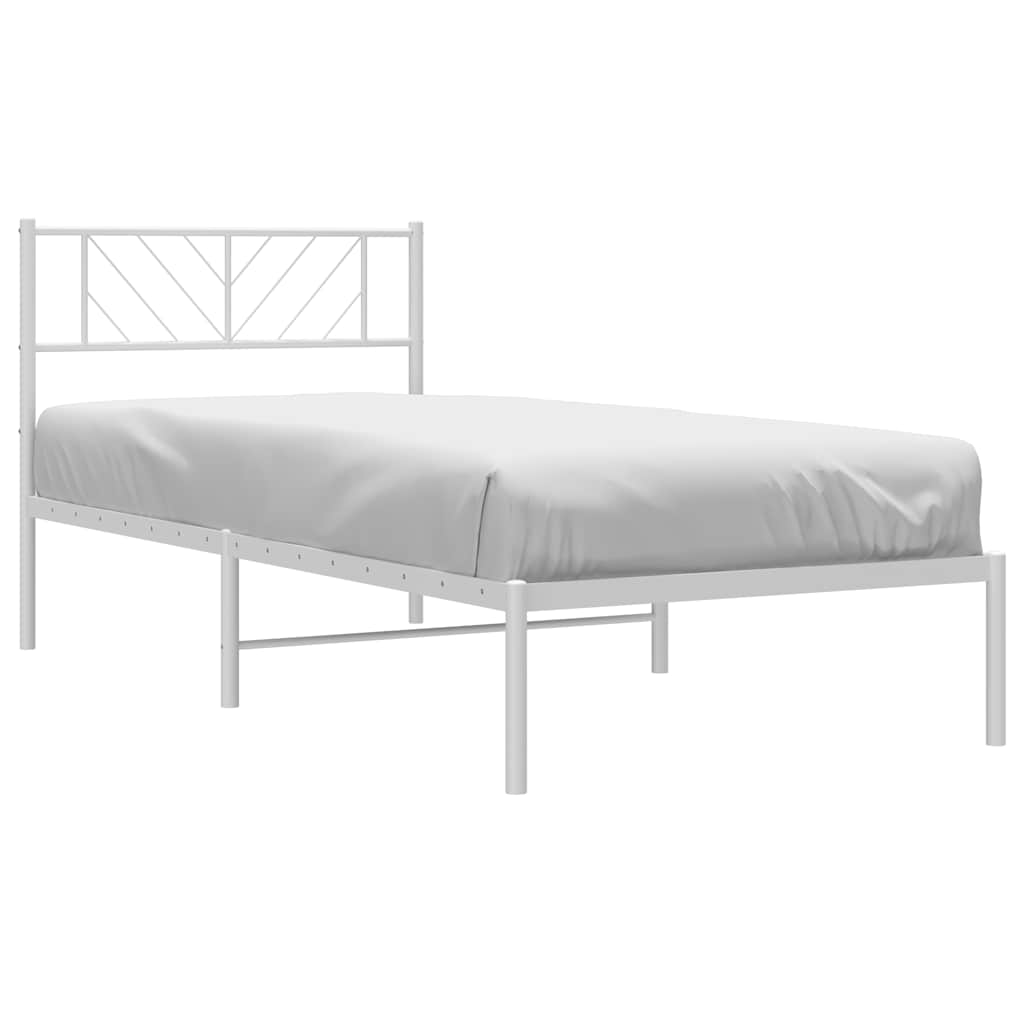 Metalni okvir za krevet s uzglavljem bijeli 100x200 cm