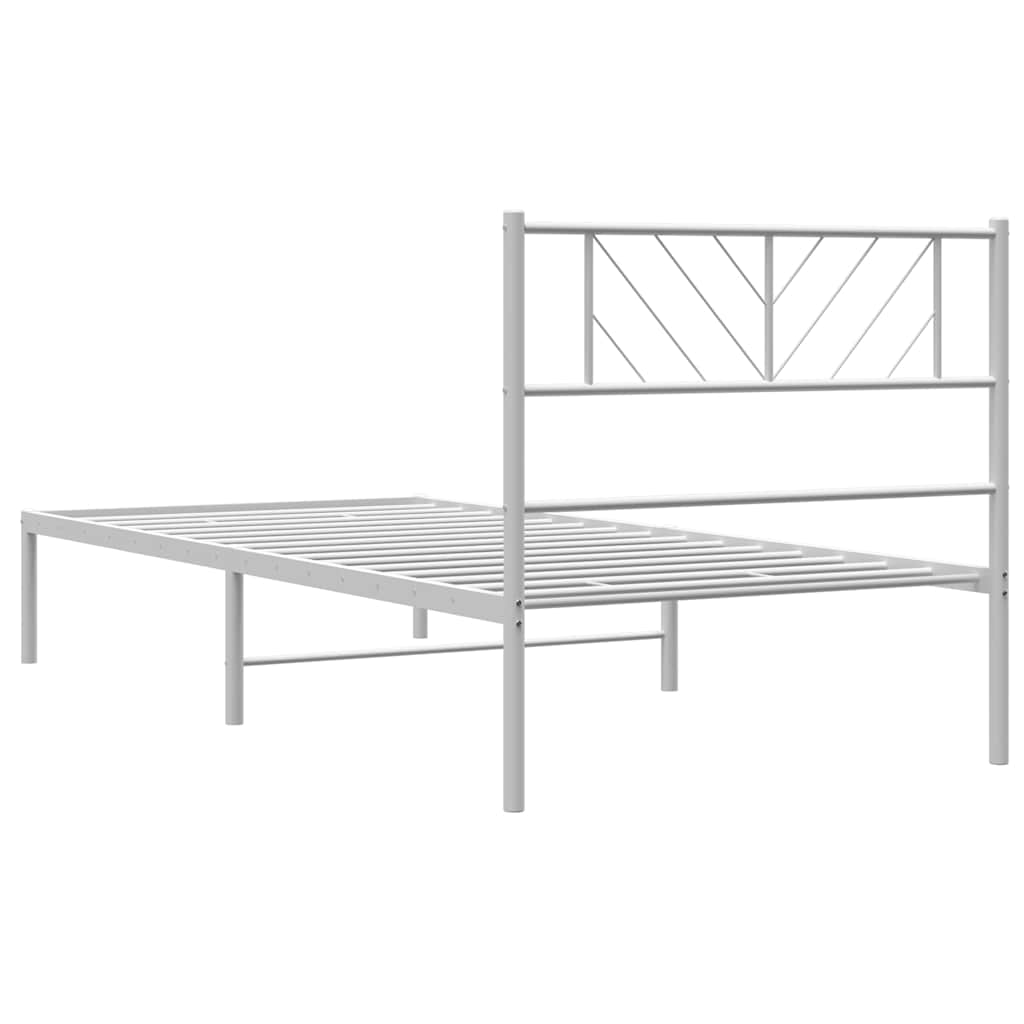 Metalni okvir za krevet s uzglavljem bijeli 100x200 cm