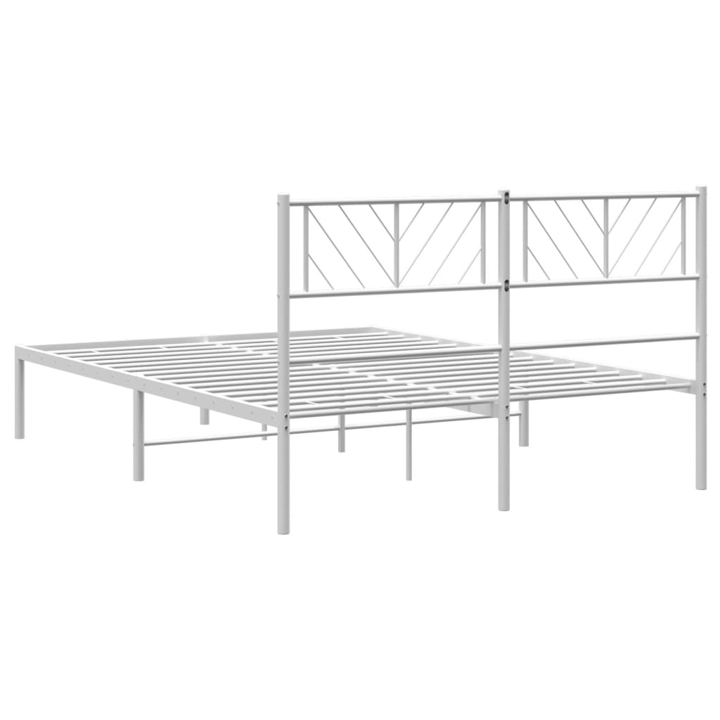 Metalni okvir za krevet s uzglavljem bijeli 120x200 cm