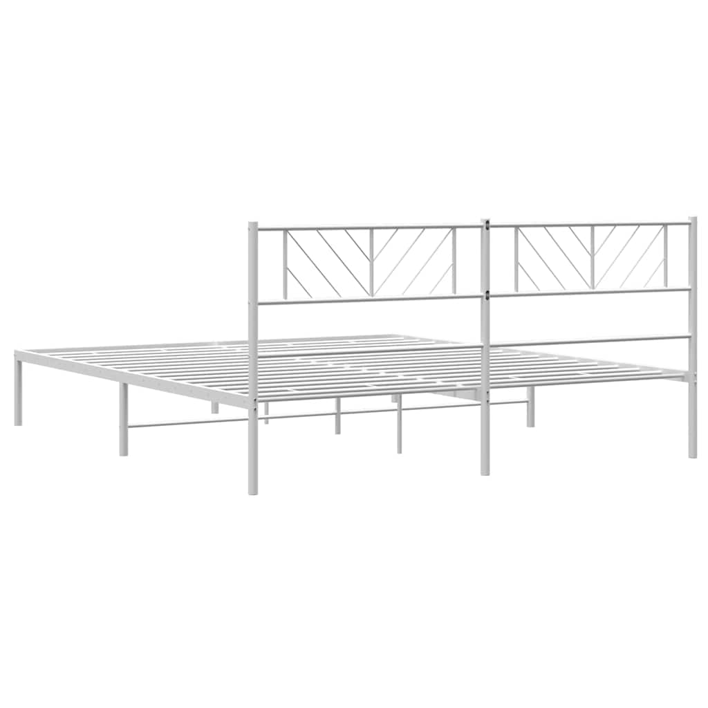 Metalni okvir za krevet s uzglavljem bijeli 183x213 cm