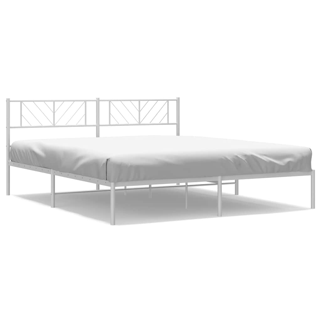 Metalni okvir za krevet s uzglavljem bijeli 193x203 cm