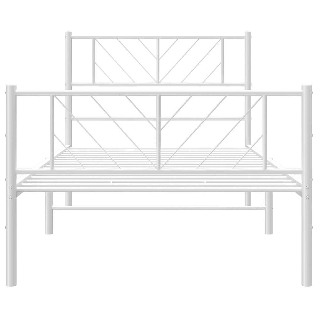Metalni okvir kreveta uzglavlje i podnožje bijeli 100x190 cm