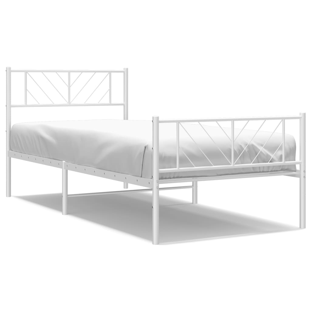Metalni okvir kreveta uzglavlje i podnožje bijeli 107x203 cm