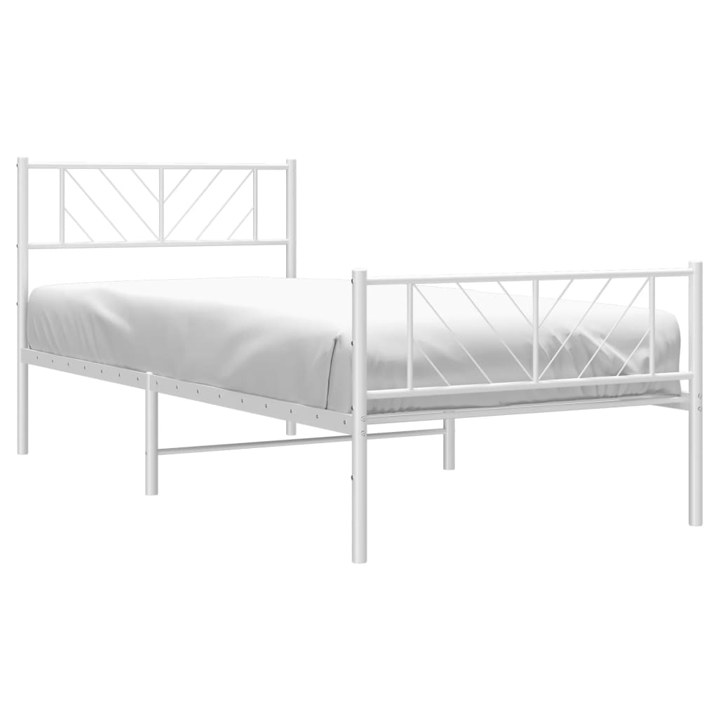 Metalni okvir kreveta uzglavlje i podnožje bijeli 107x203 cm