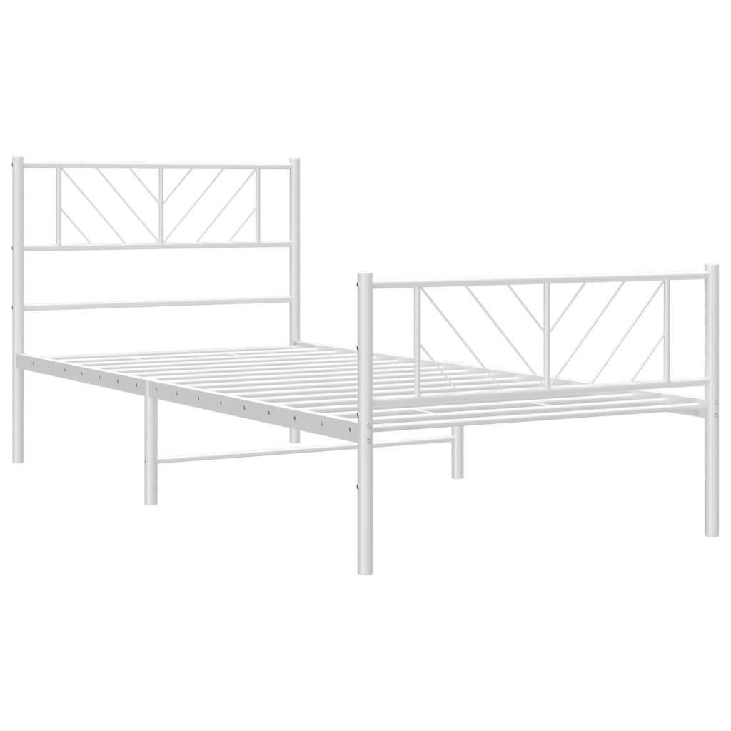 Metalni okvir kreveta uzglavlje i podnožje bijeli 107x203 cm