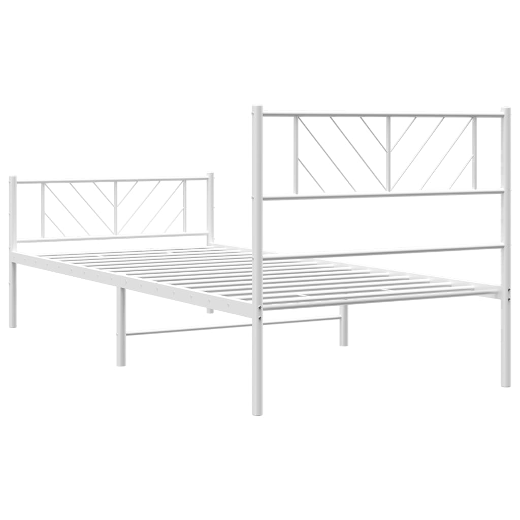 Metalni okvir kreveta uzglavlje i podnožje bijeli 107x203 cm