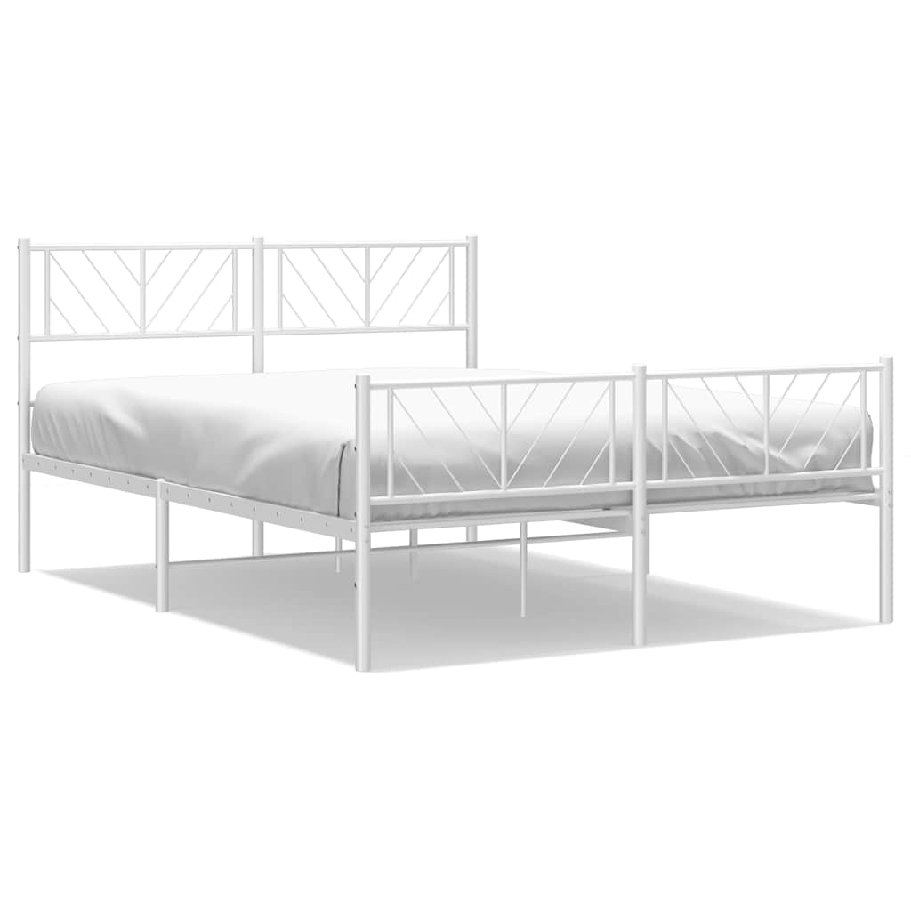 Metalni okvir kreveta uzglavlje i podnožje bijeli 135 x 190 cm