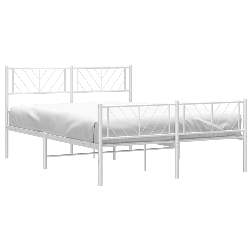 Metalni okvir kreveta uzglavlje i podnožje bijeli 135 x 190 cm